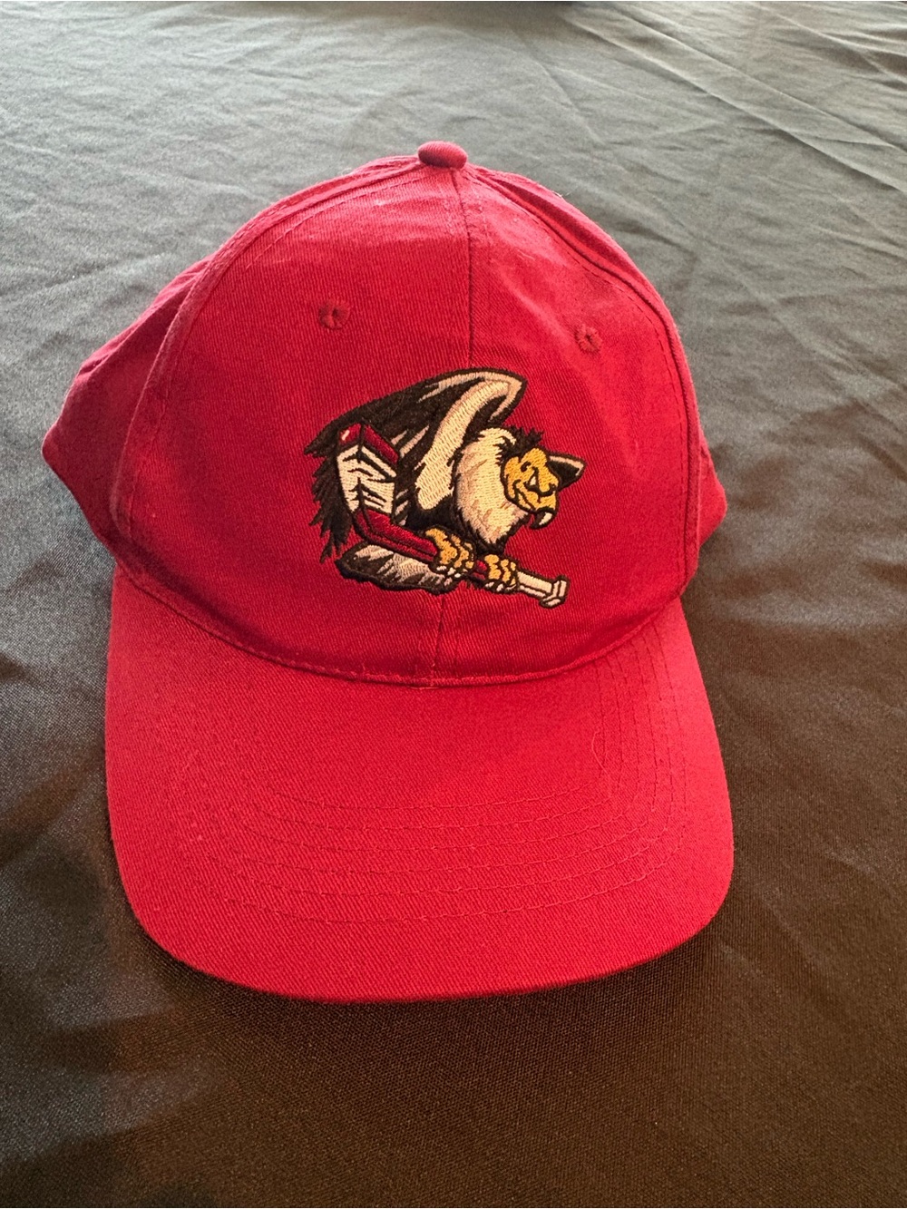 Red Embroidered Mascot Baseball Cap - Unbranded